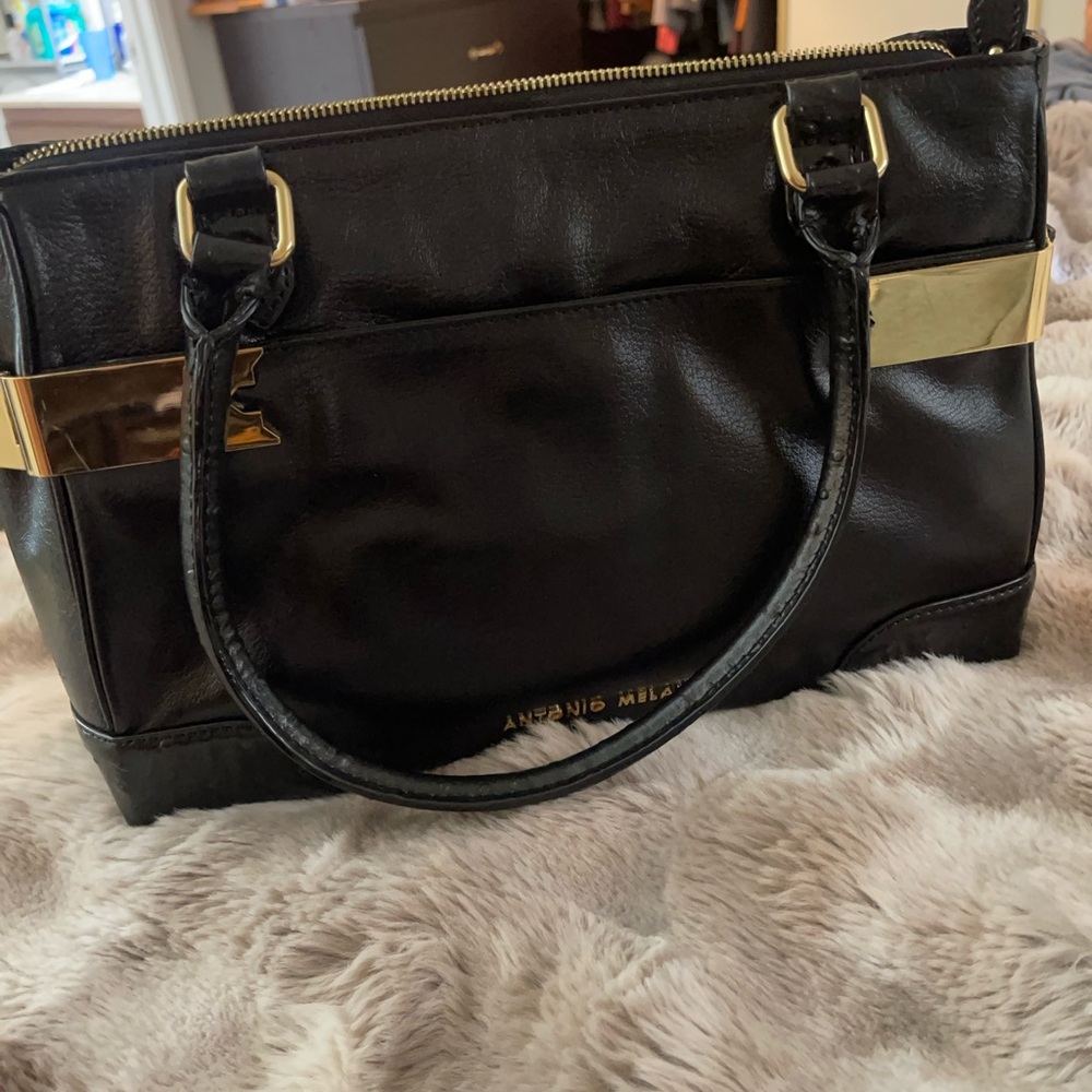 ANTONIO MELANI Black and Gold Satchel